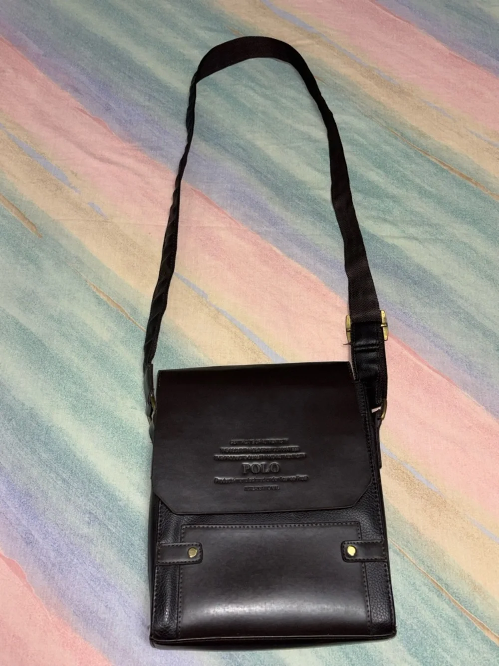 Polo International Leather Satchel Messenger Bag - Brown Crossbody